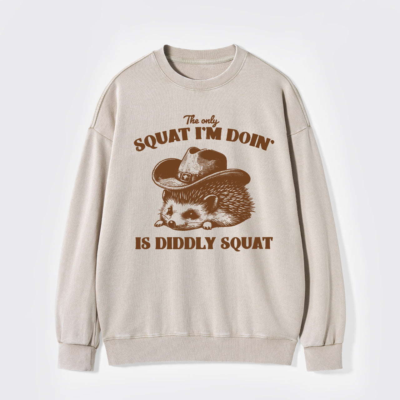 The Only Squat I'm Doing Is Diddly Squat Washed Sweatshirts