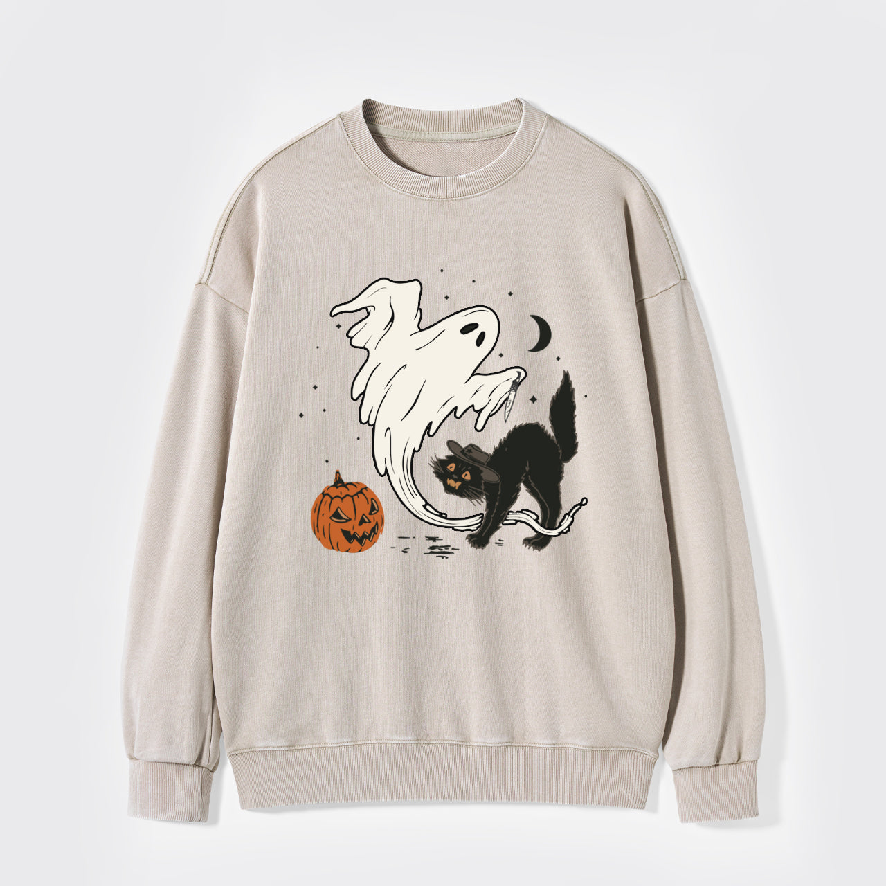 Ghost & Cat Halloween Washed Sweatshirts