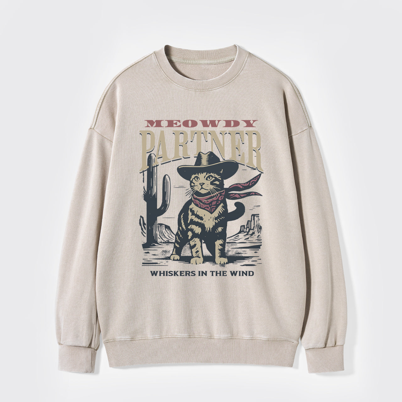 Meowdy Partner Cowboy Cat Washed Sweatshirts