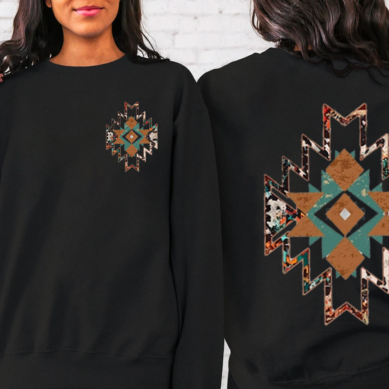 Cowboy Aztec Double Sided Printing Sweatshirt