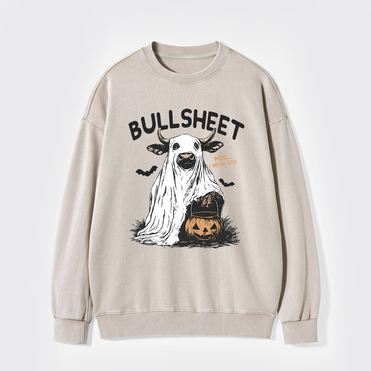 Funny Halloween Bullsheet Washed Sweatshirts