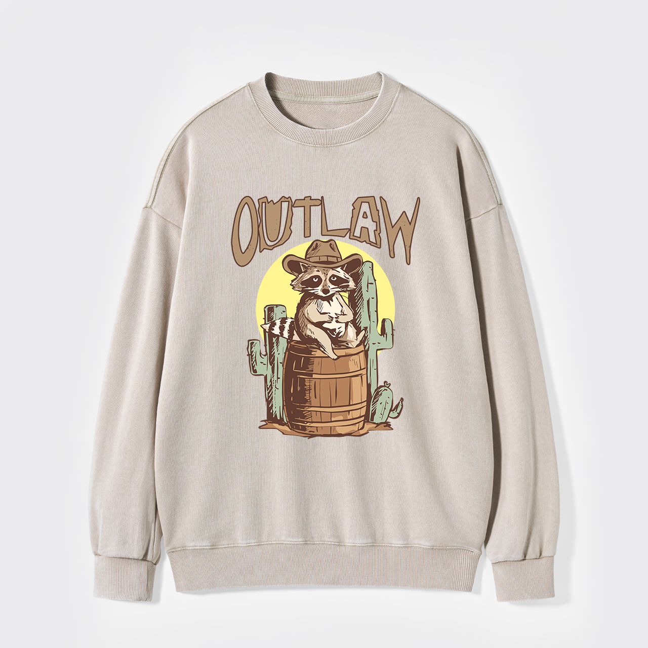 Retro Outlaw Raccoon Cowboy Washed Sweatshirts