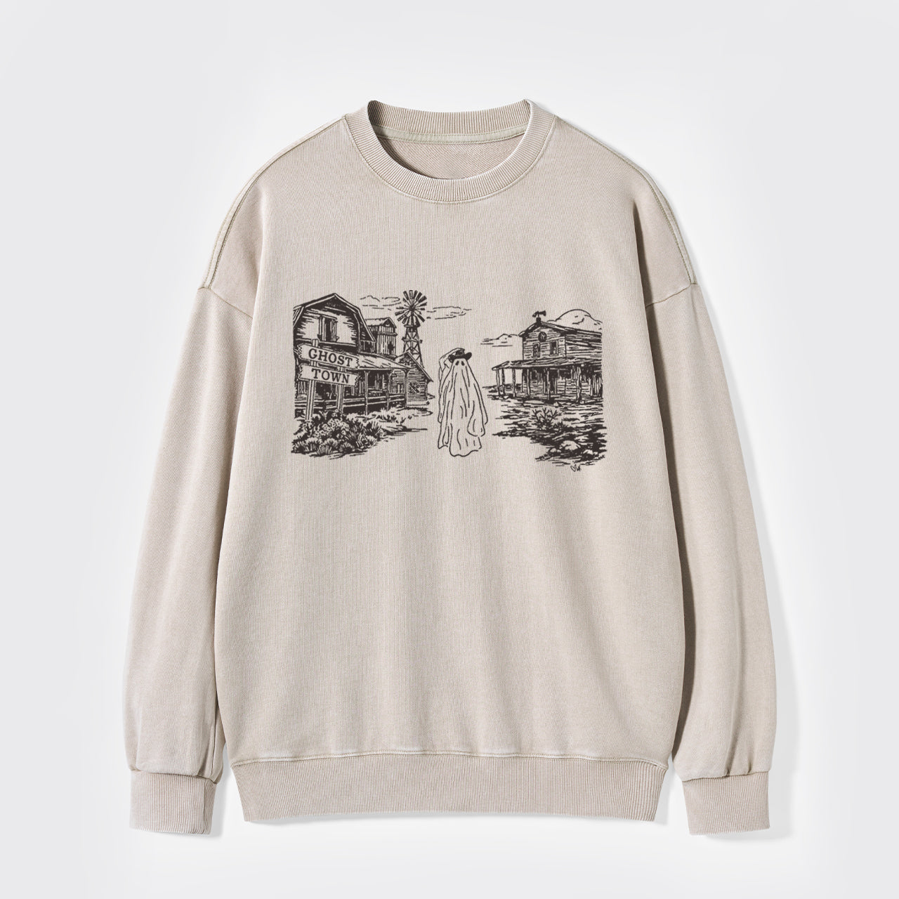 Western Halloween Ghost Town Washed Sweatshirts