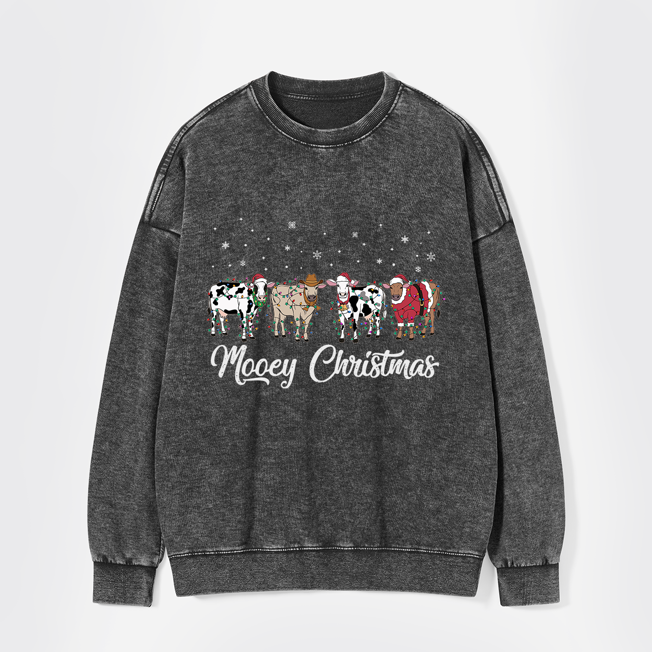 Christmas Cow Washed Sweatshirts