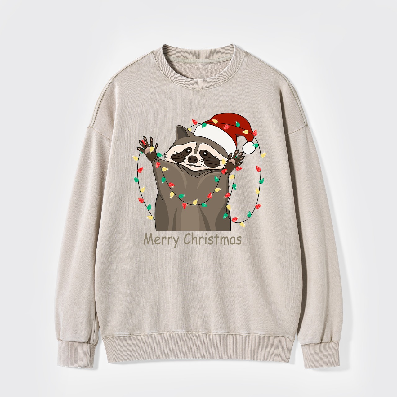Christmas Racoon Washed Sweatshirts