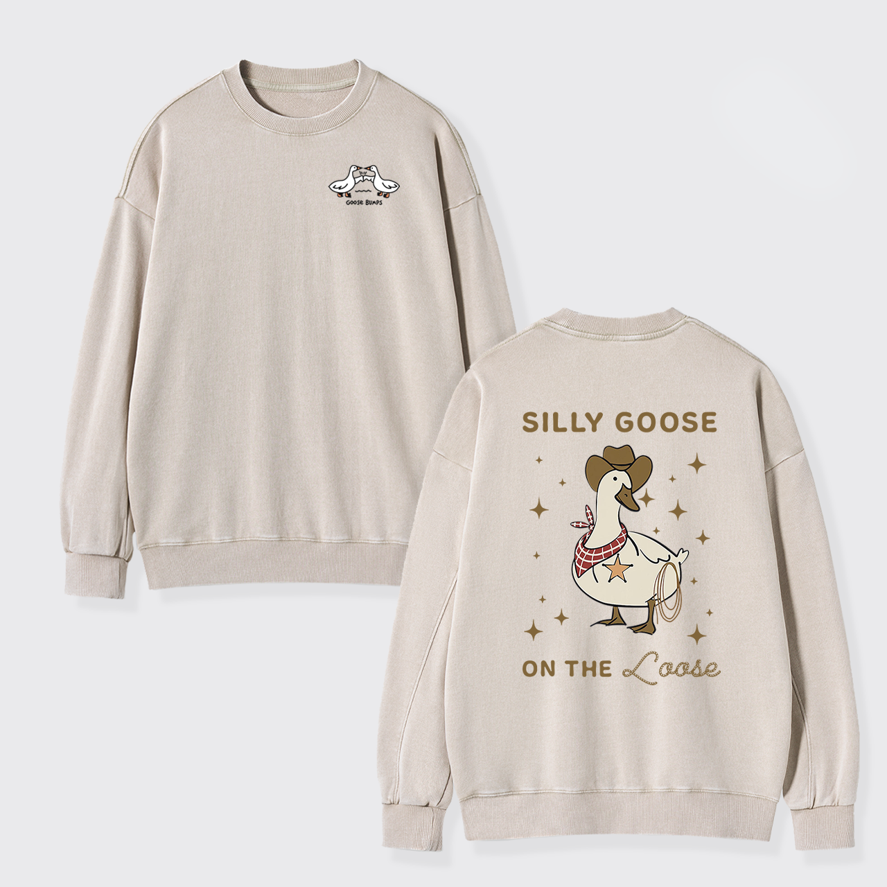 Retro Silly Goose On The Loose Washed Sweatshirts