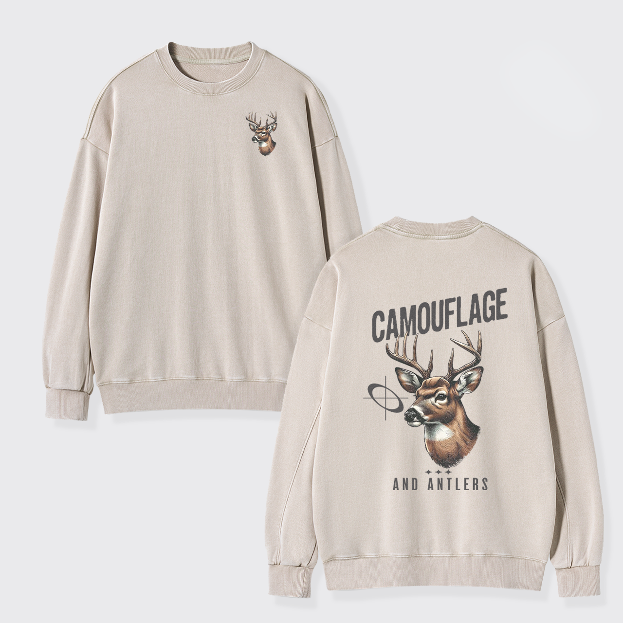 Camouflage Deer Hunting Washed Sweatshirts