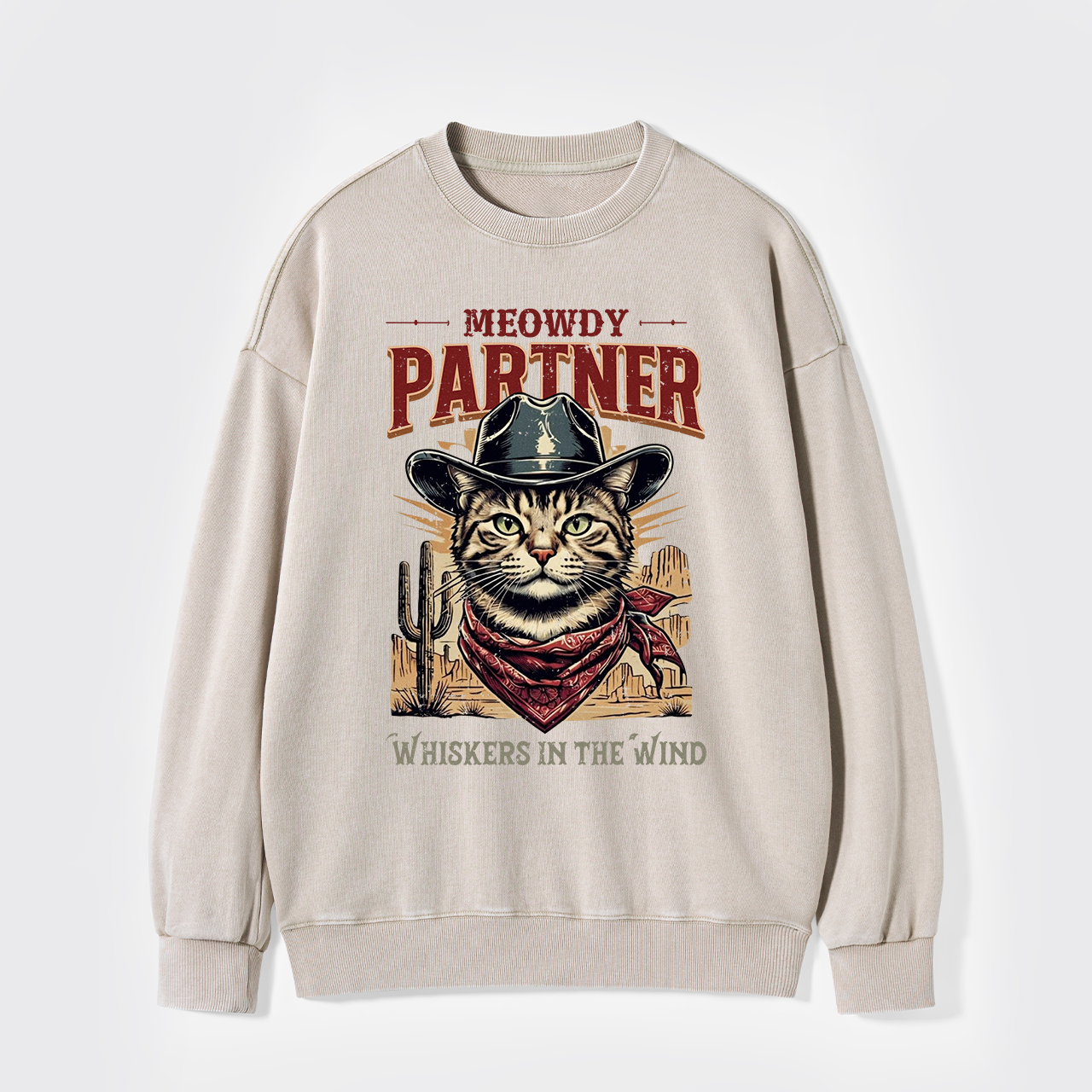 Meowdy Partner Cowboy Cat Washed Sweatshirts