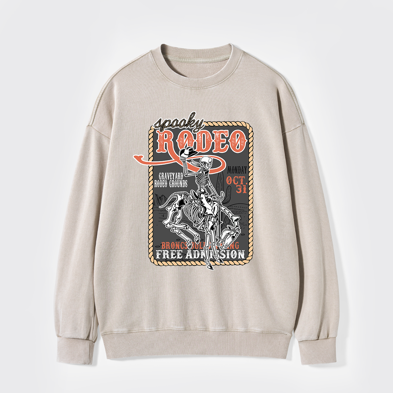Funny Skeletons In Weird Rodeo Washed Sweatshirts