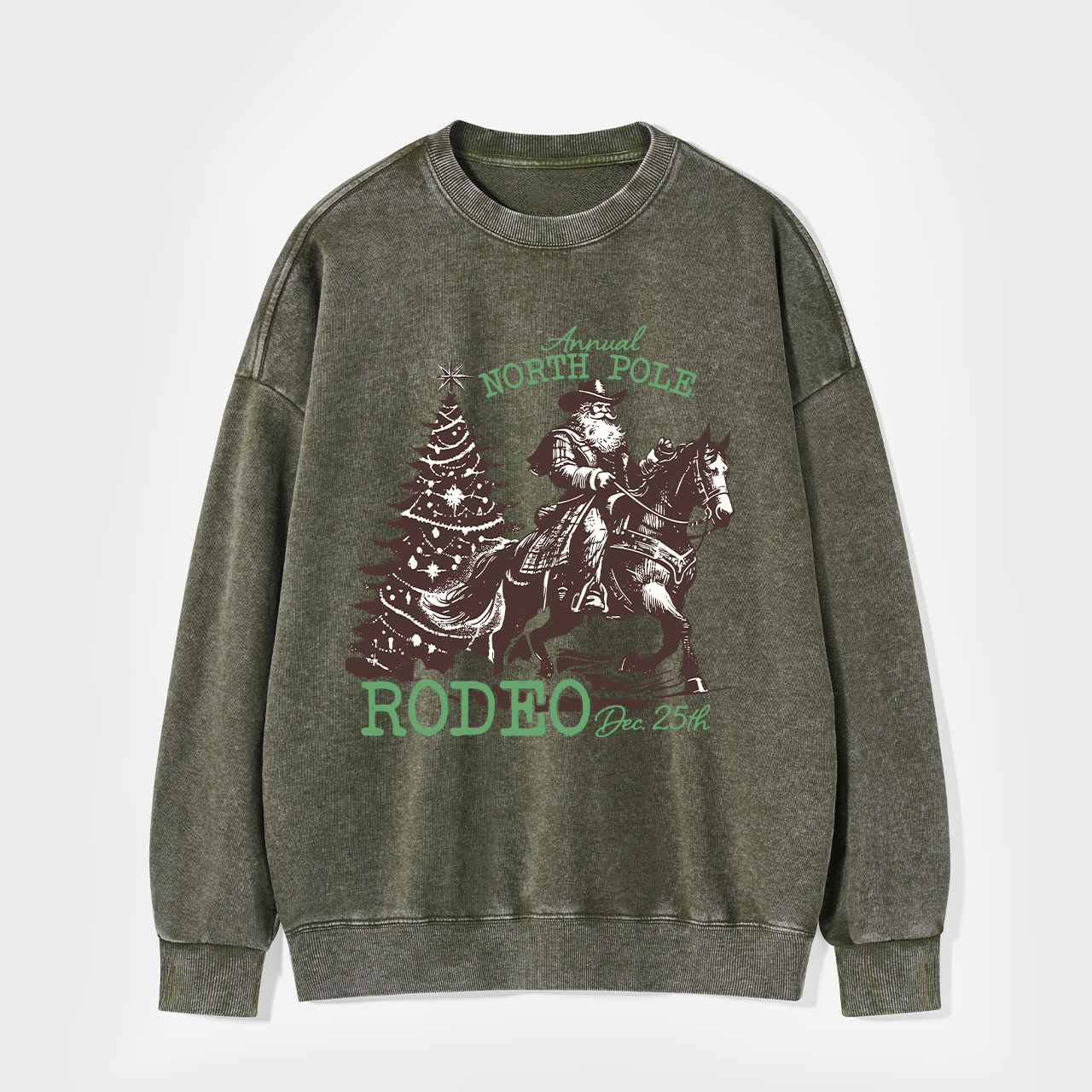 Cowboy Santa Western Christmas Washed Sweatshirts