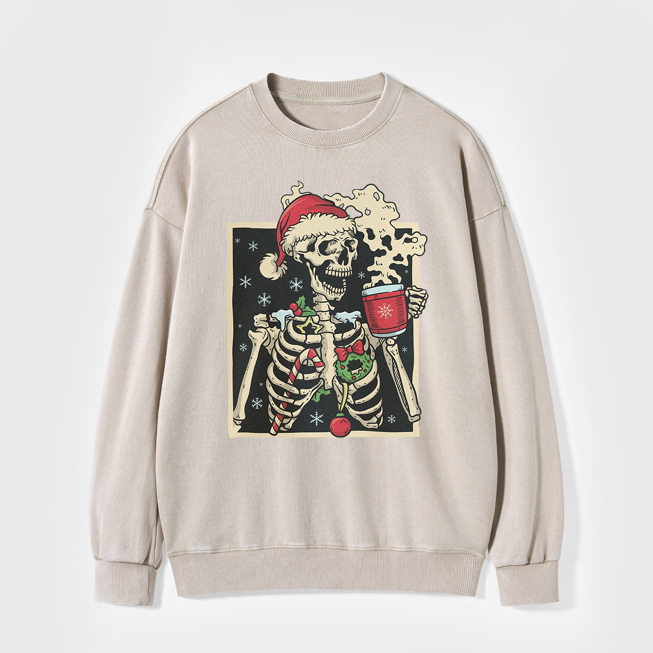 Dead Inside Skeleton Christmas Washed Sweatshirts