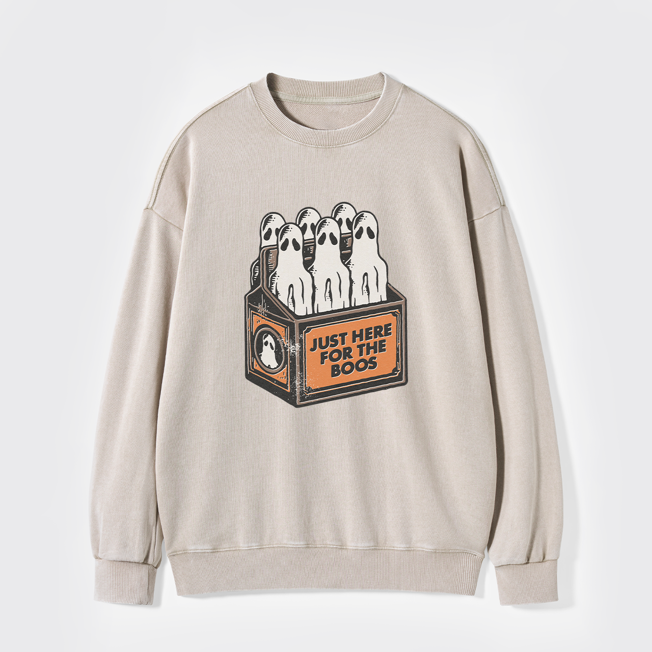 Here For The Boos 6 Pack Booze Ghost Beer Bottles Washed Sweatshirts