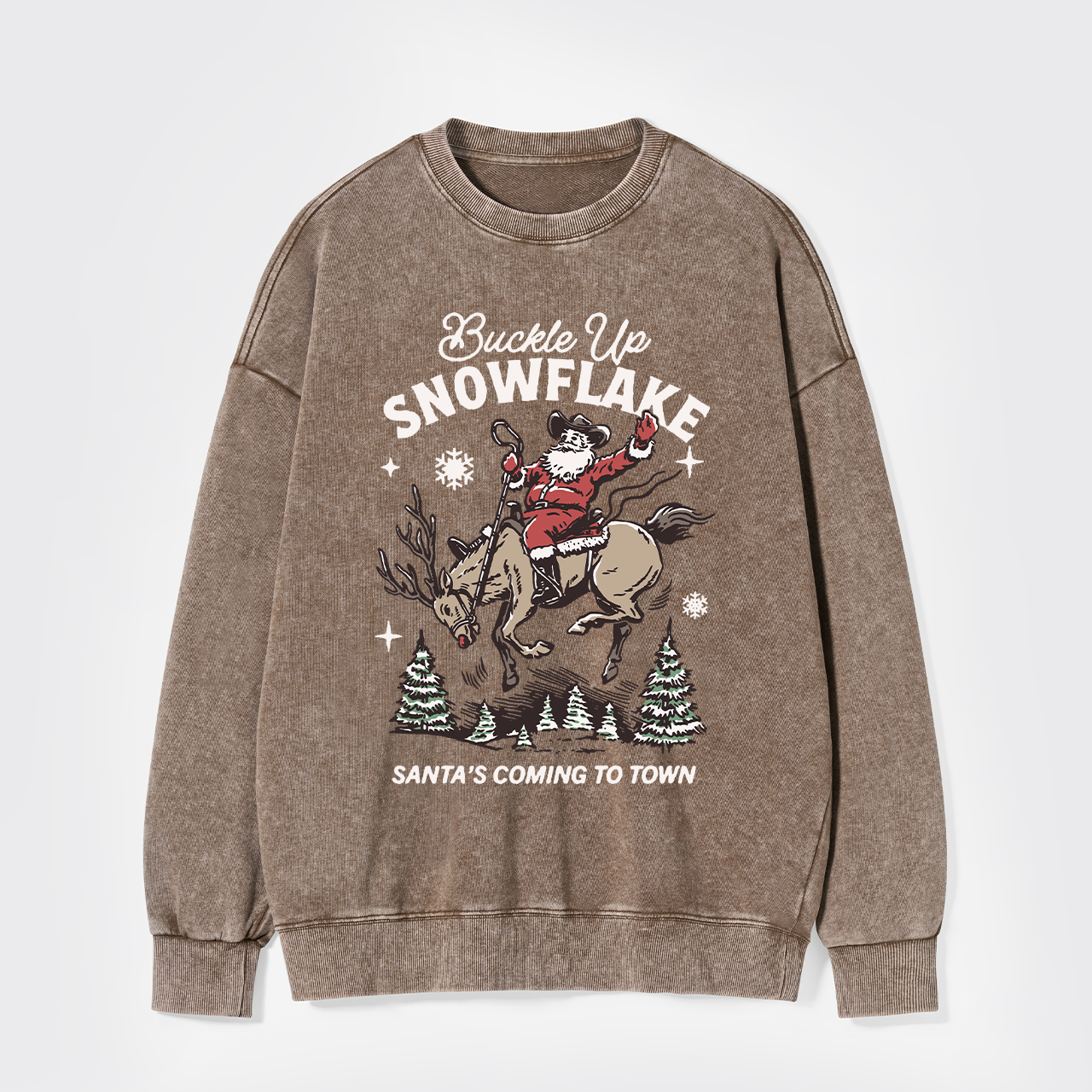Retro Christmas Cowboy Santa Washed Sweatshirts