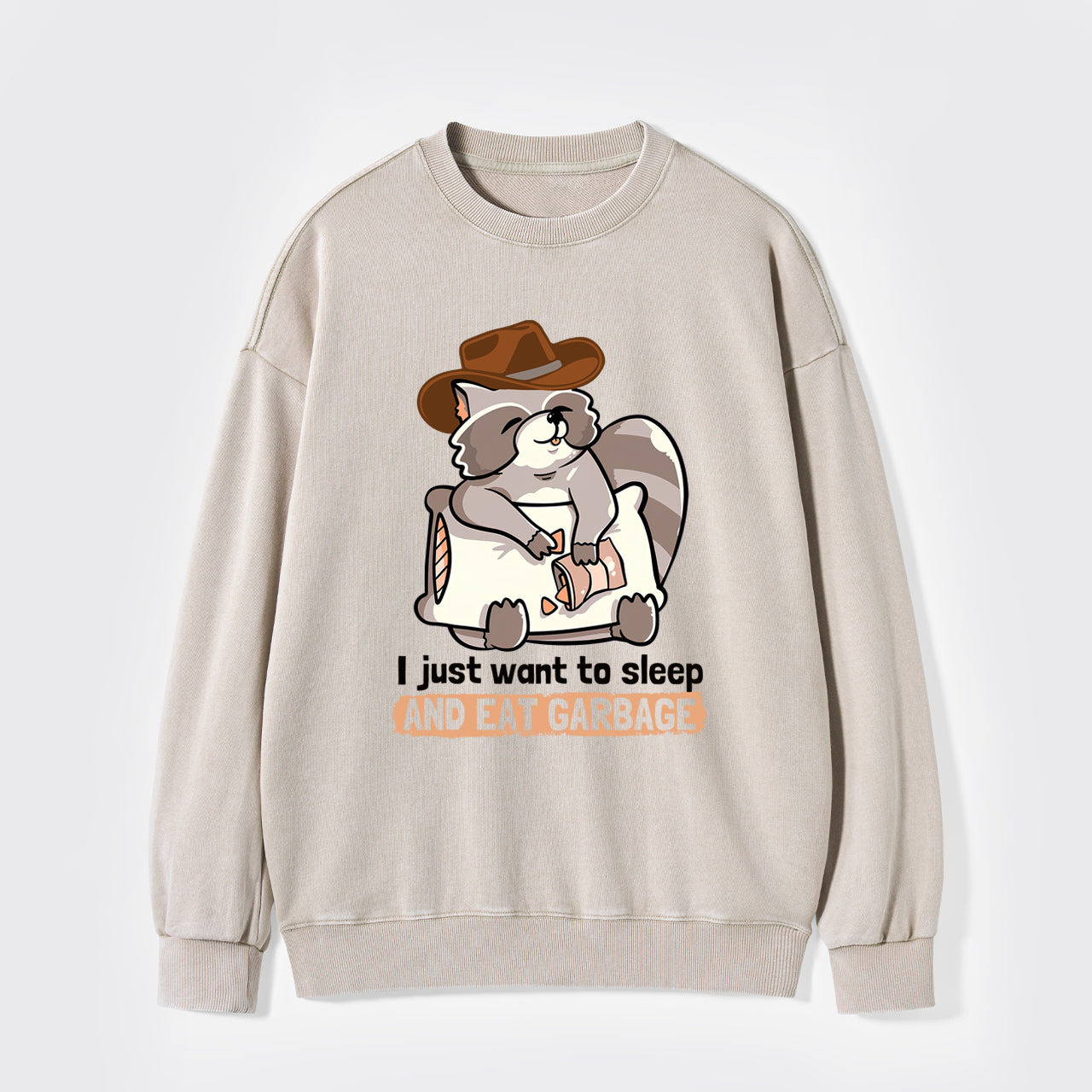 Sleep And Eat Garbage Washed Sweatshirts