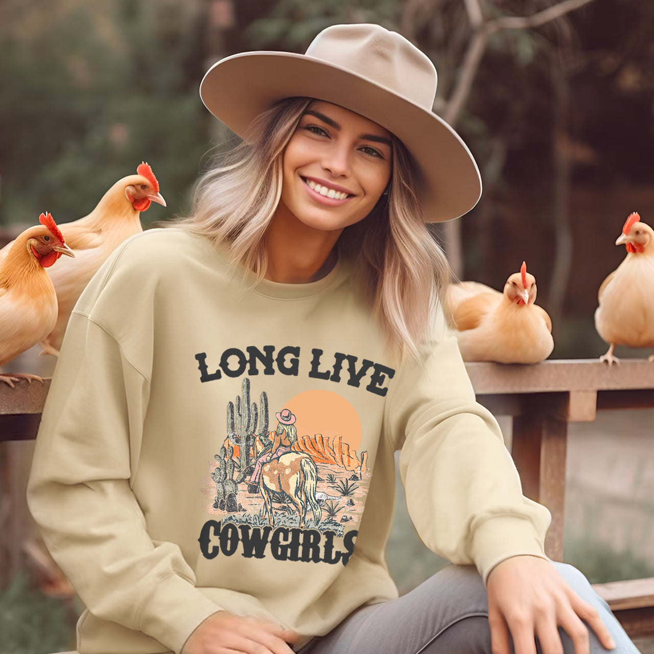 Long Live Cowgirls Riding in the Desert Sweatshirt