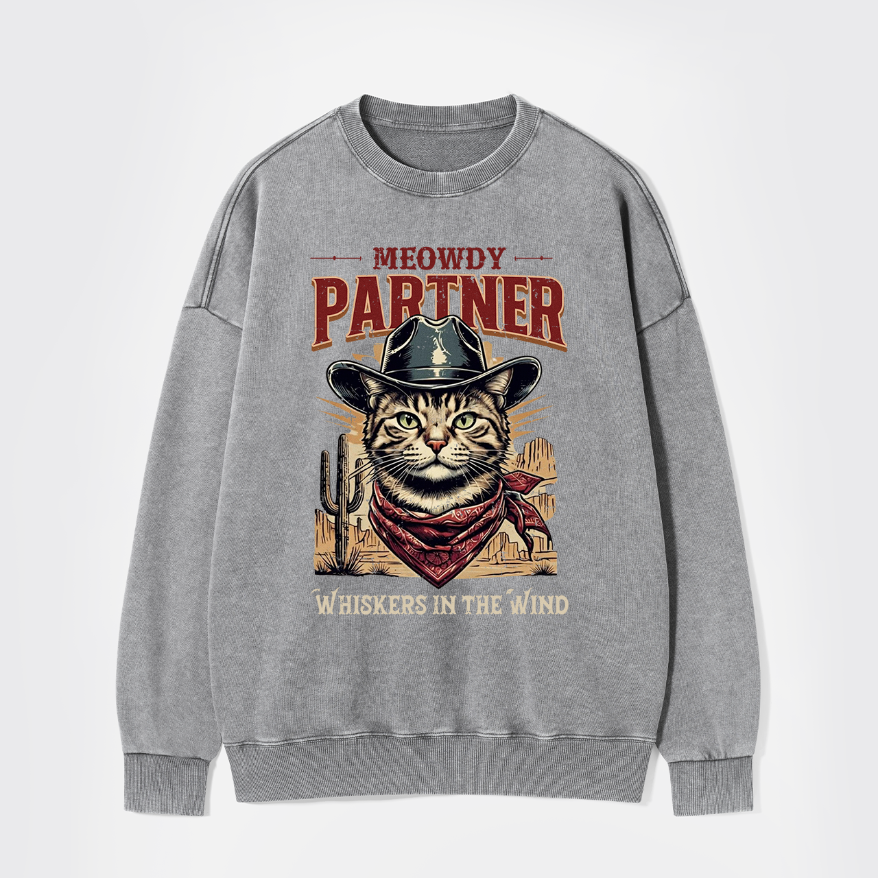 Meowdy Partner Cowboy Cat Washed Sweatshirts