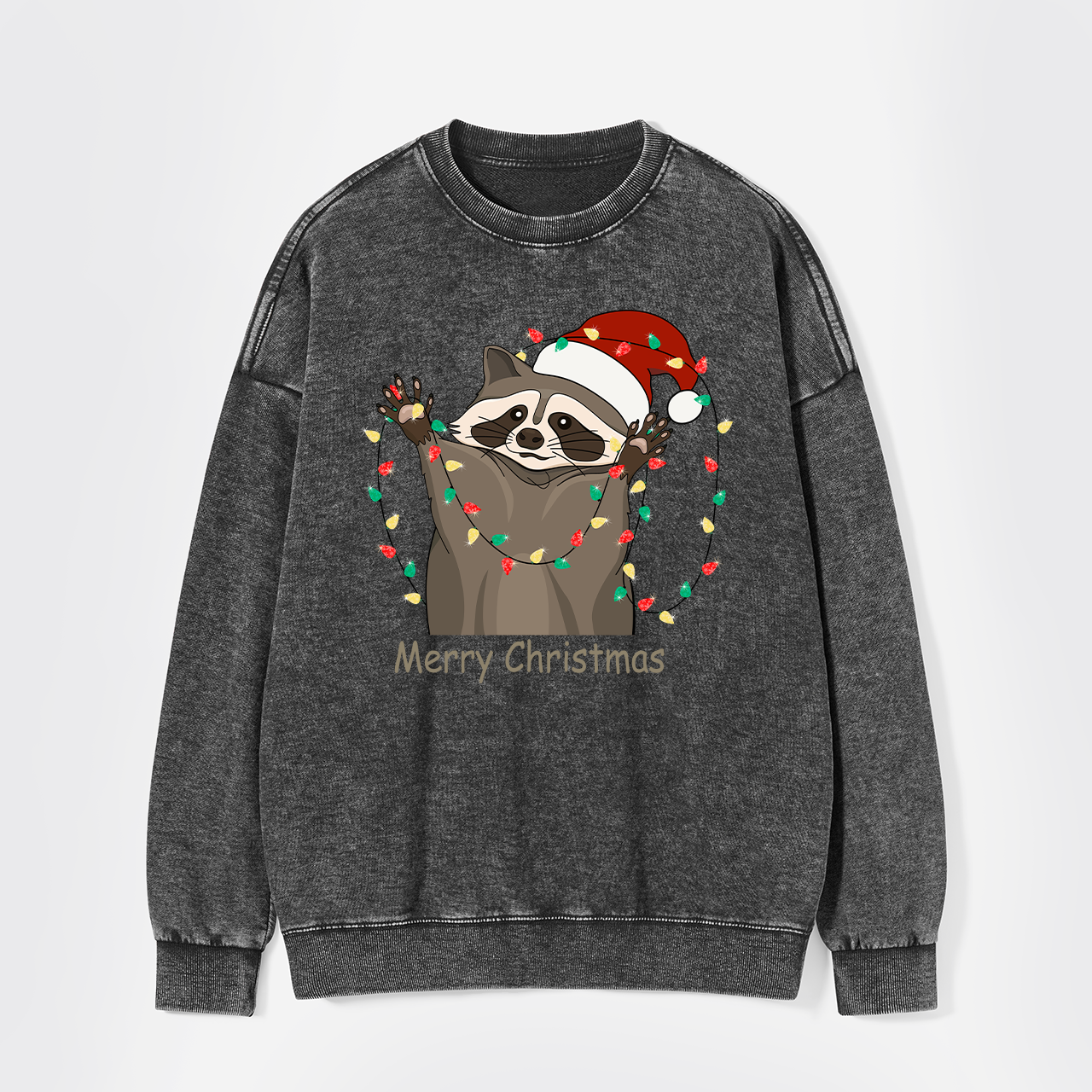 Christmas Racoon Washed Sweatshirts