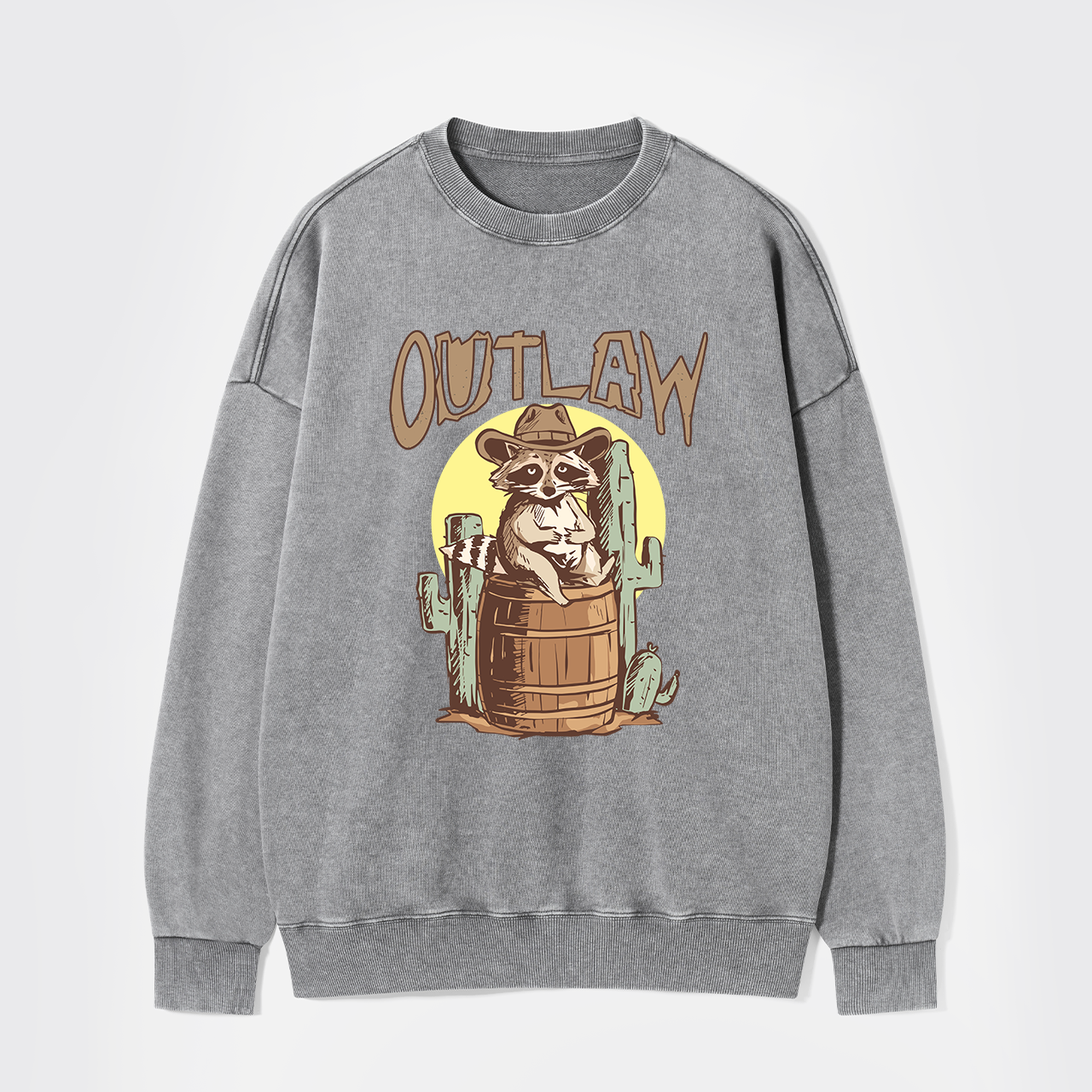 Retro Outlaw Raccoon Cowboy Washed Sweatshirts
