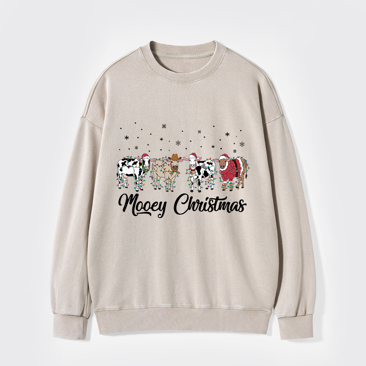 Christmas Cow Washed Sweatshirts