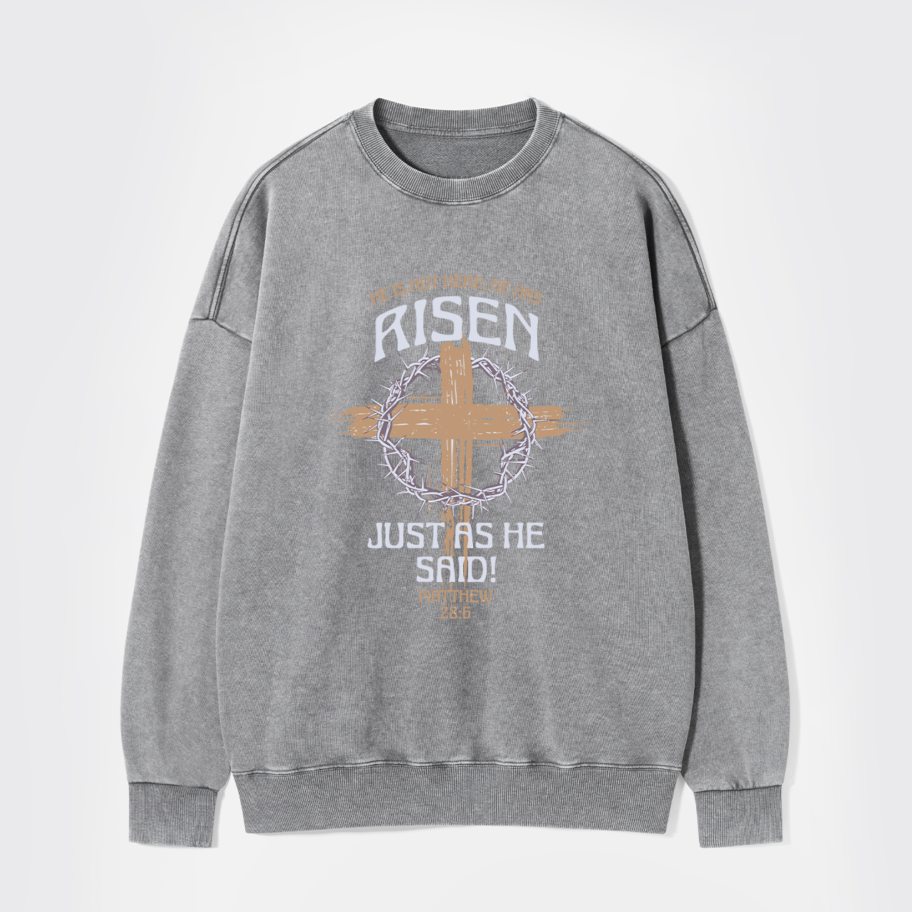 Retro He Is Not Here He Is Risen Washed Sweatshirts