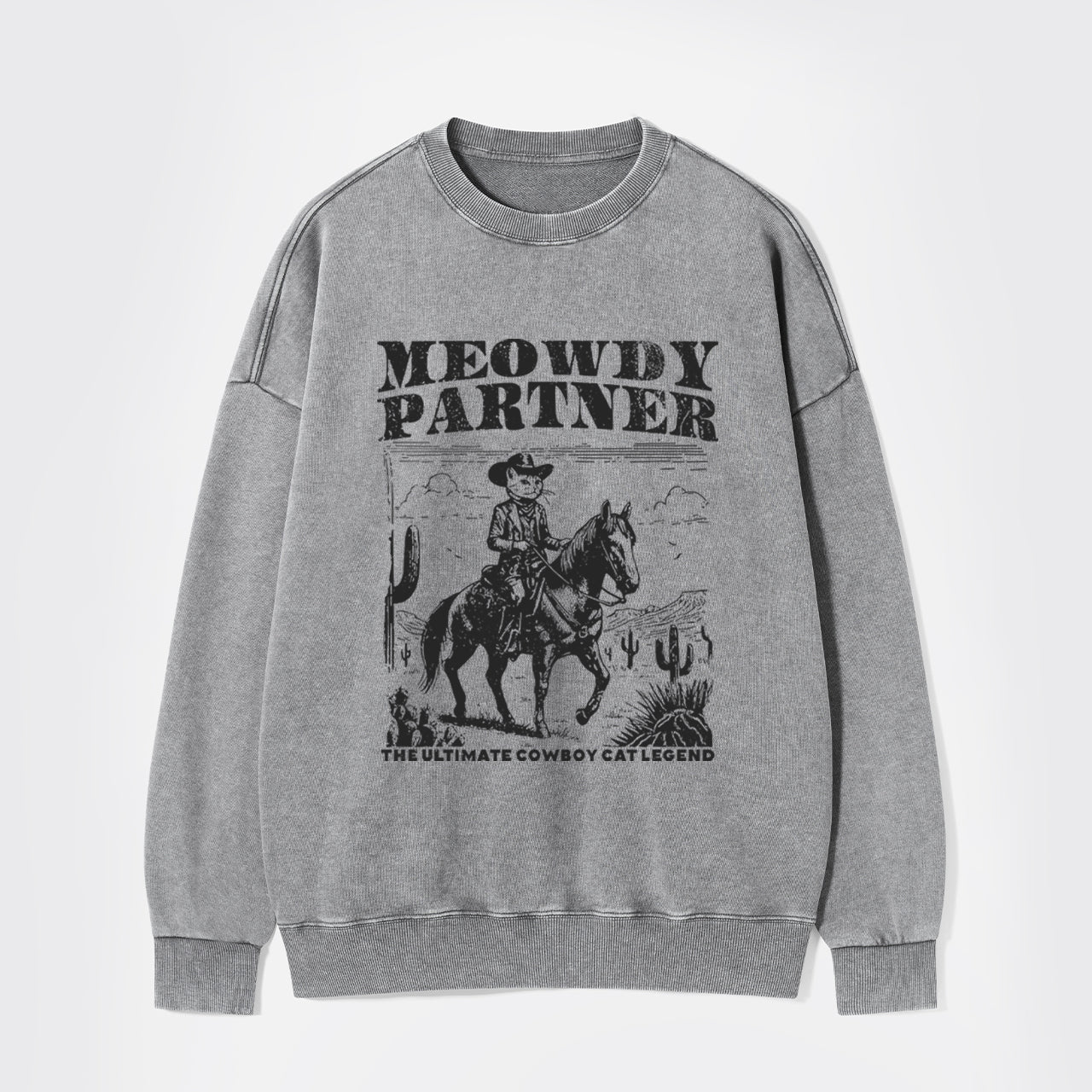 The Ultimate Cowboy Cat Legend Washed Sweatshirts