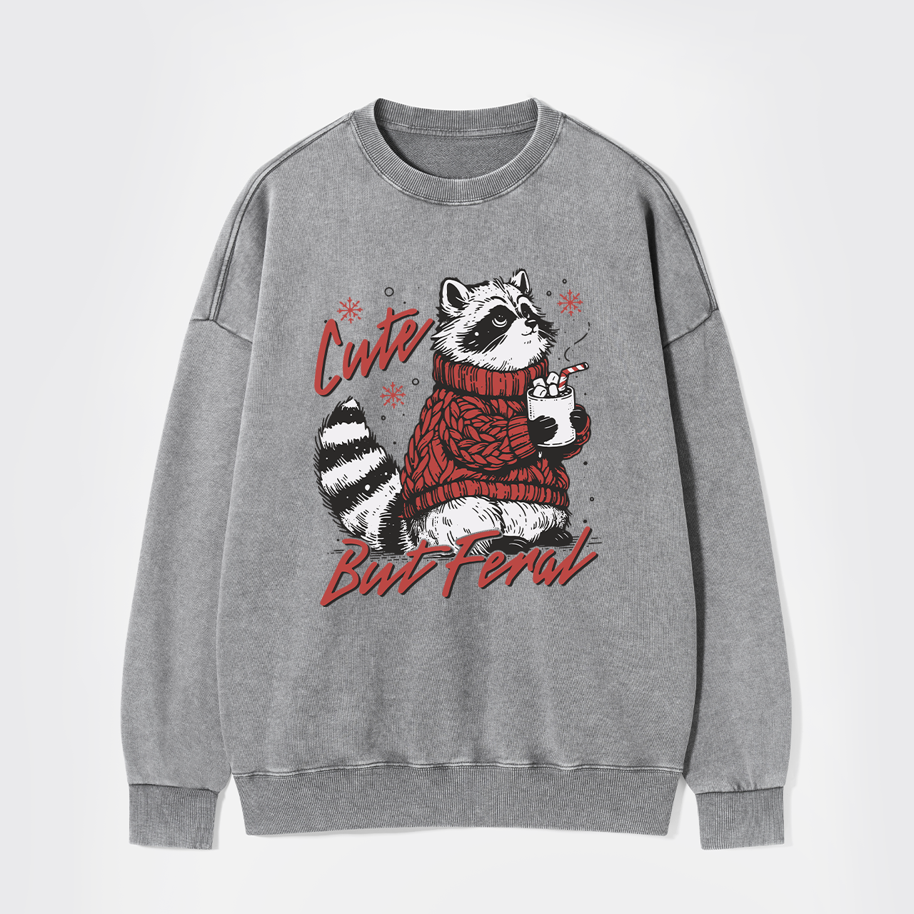 Funny Christmas Raccoon Washed Sweatshirts