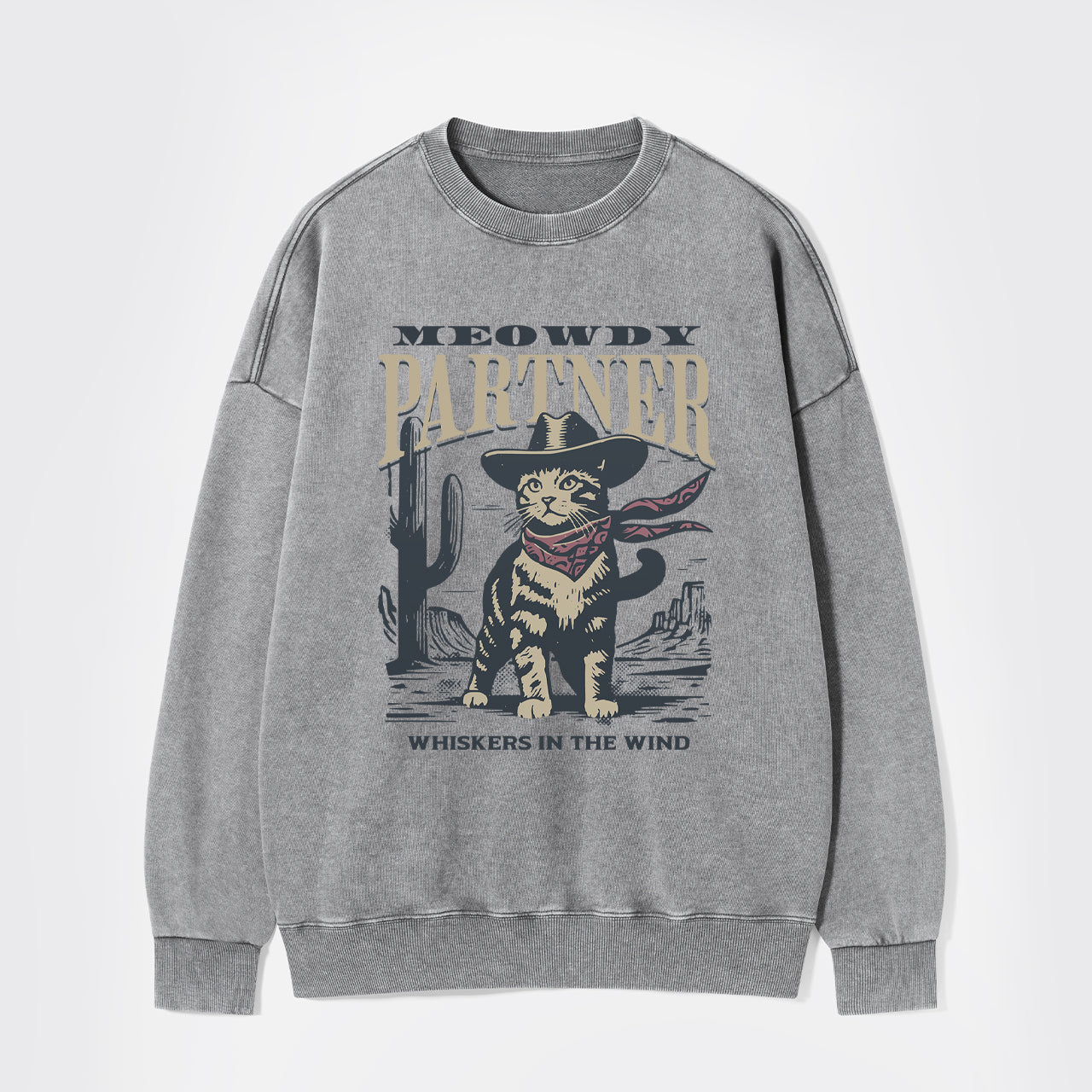 Meowdy Partner Cowboy Cat Washed Sweatshirts