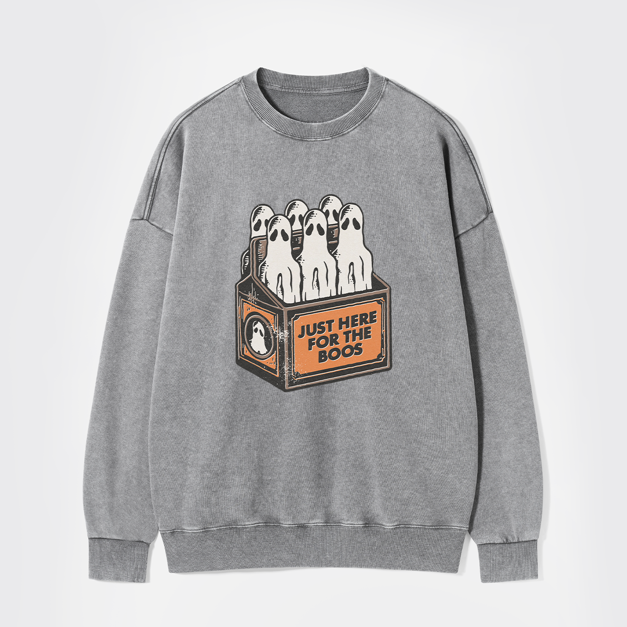 Here For The Boos 6 Pack Booze Ghost Beer Bottles Washed Sweatshirts