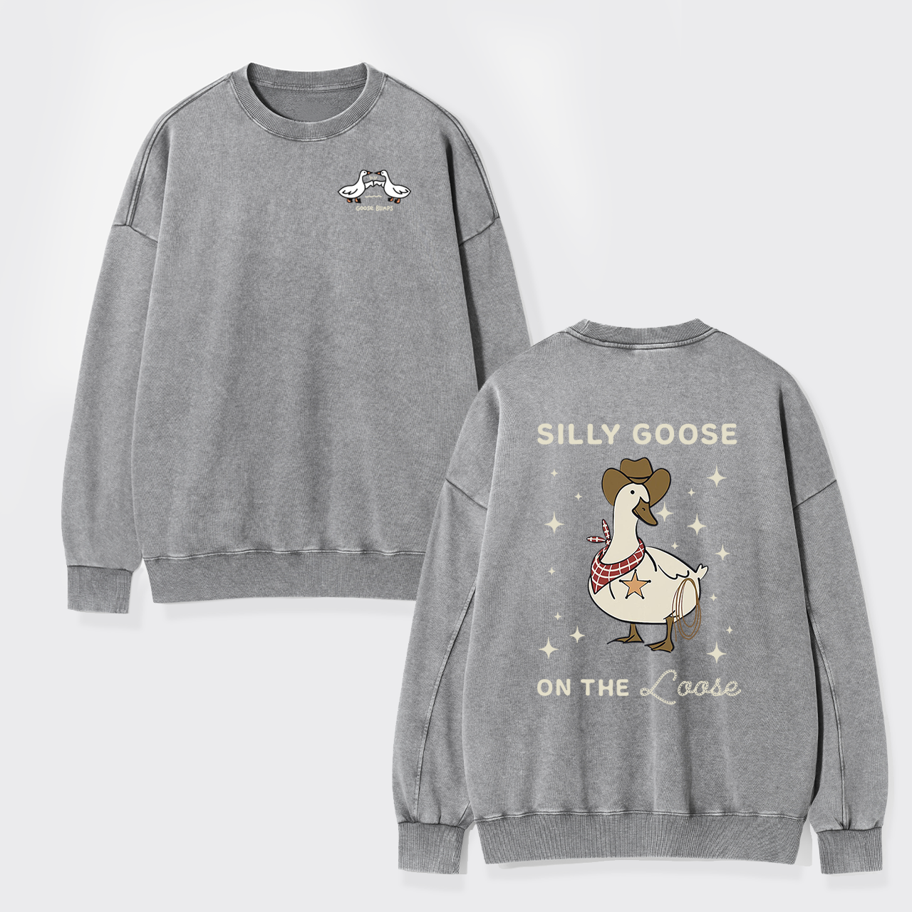 Retro Silly Goose On The Loose Washed Sweatshirts