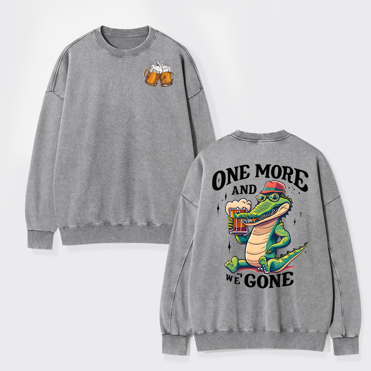 A Crocodile Drinking Beer Washed Sweatshirts