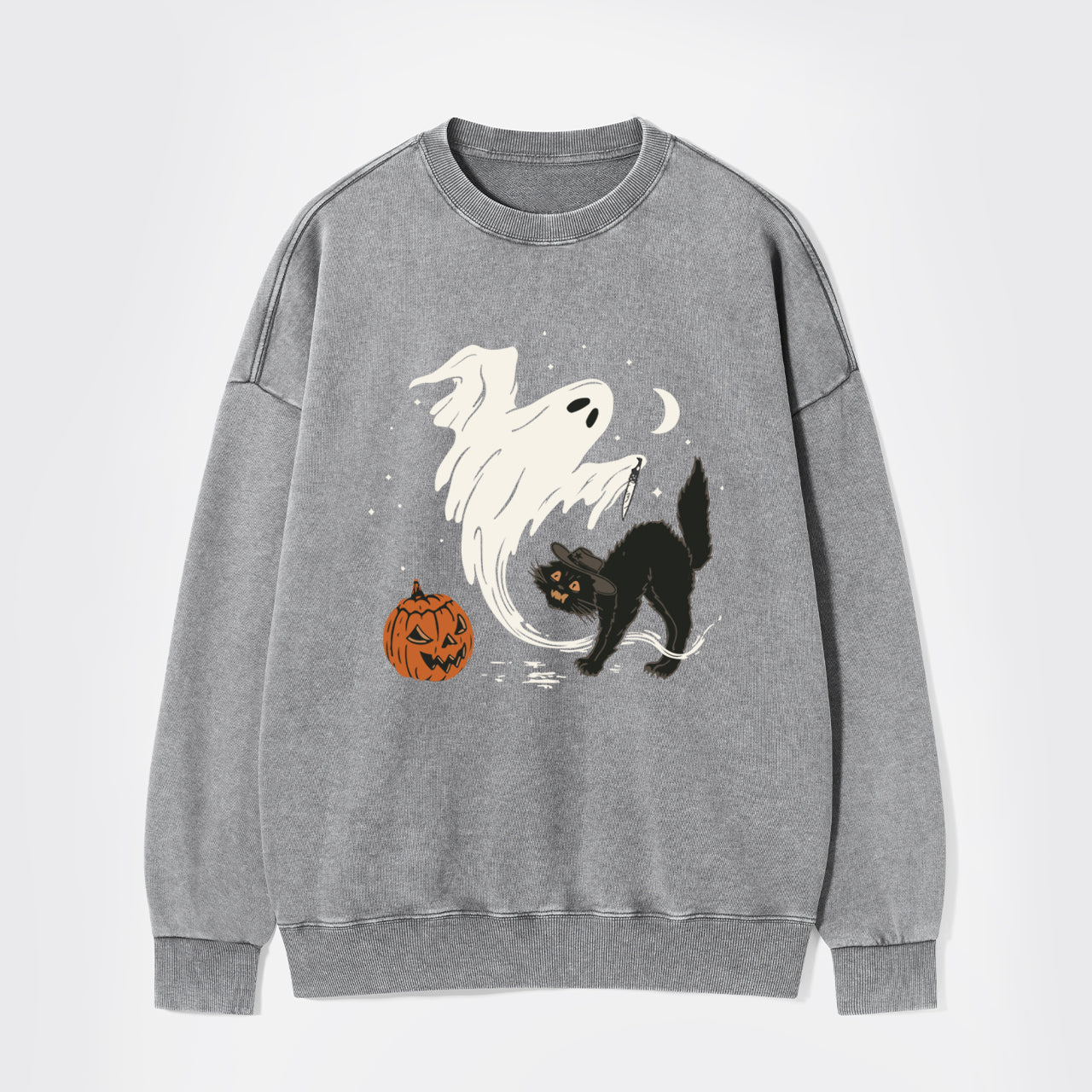 Ghost & Cat Halloween Washed Sweatshirts