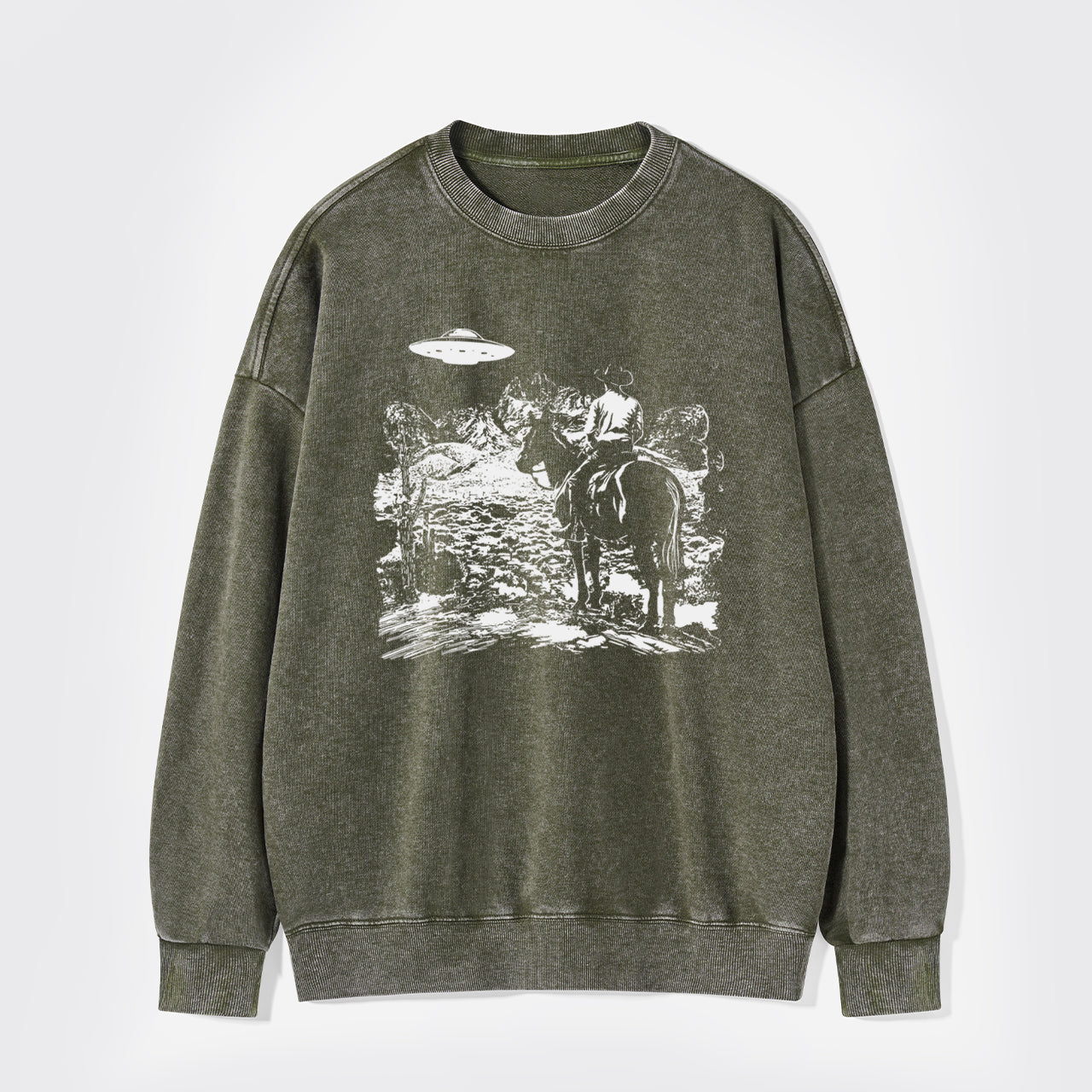 There's A UFO Washed Sweatshirts