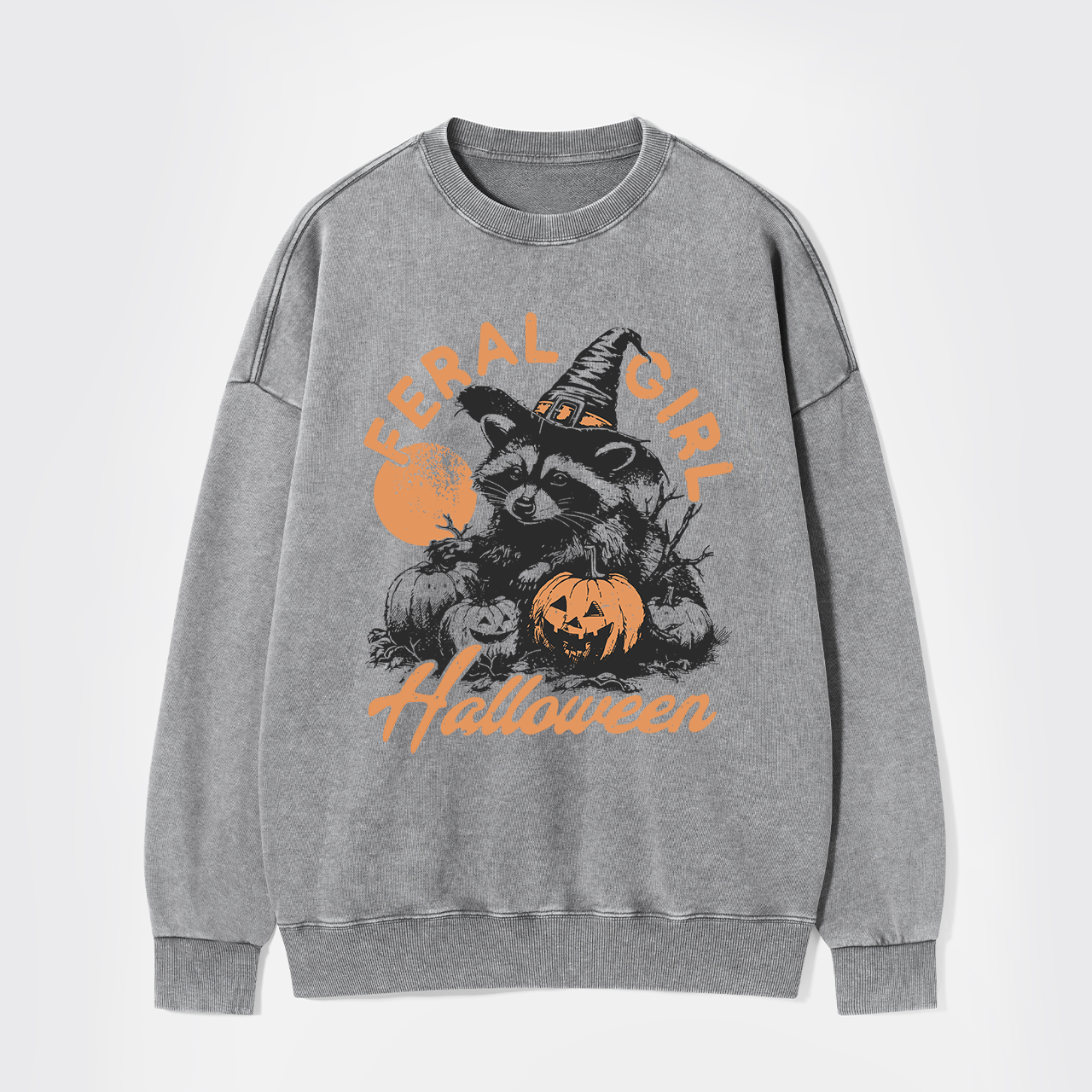 Halloween Feral Girl Raccoon Washed Sweatshirts
