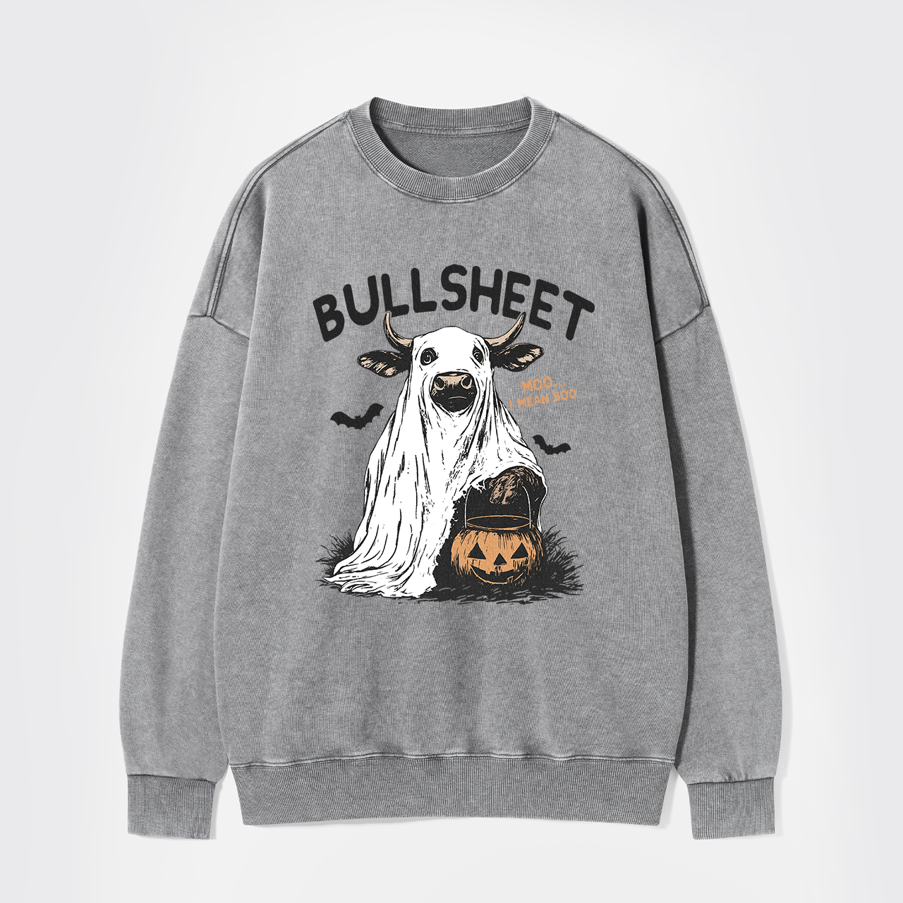 Funny Halloween Bullsheet Washed Sweatshirts