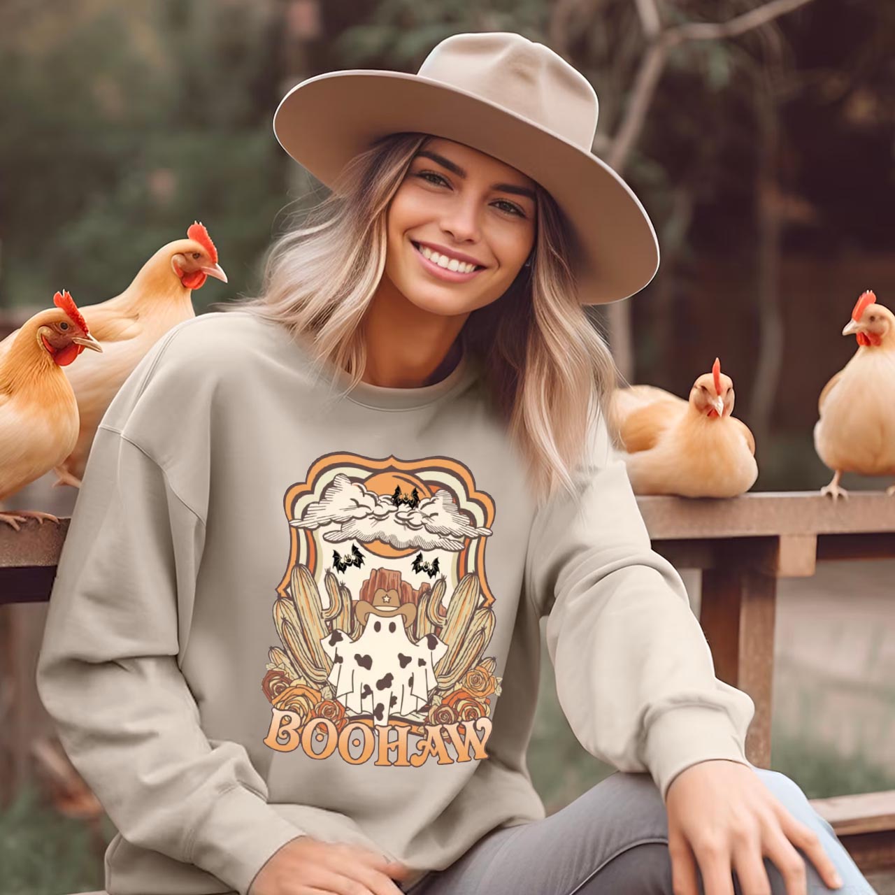 Halloween BooHaw Spooky Season Cowboy Sweatshirt