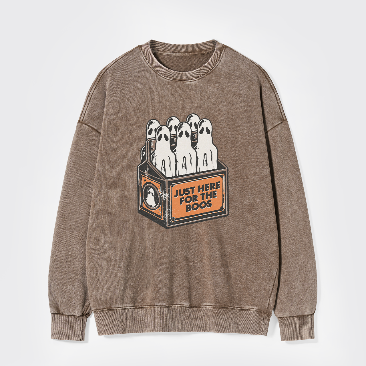 Here For The Boos 6 Pack Booze Ghost Beer Bottles Washed Sweatshirts