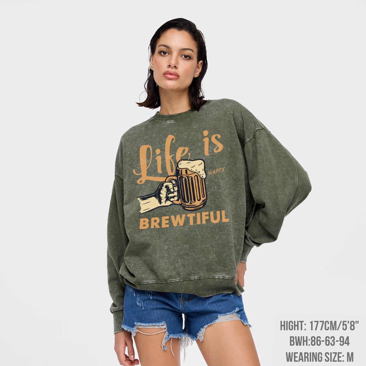 Life Is Brewtiful Beer Washed Sweatshirts