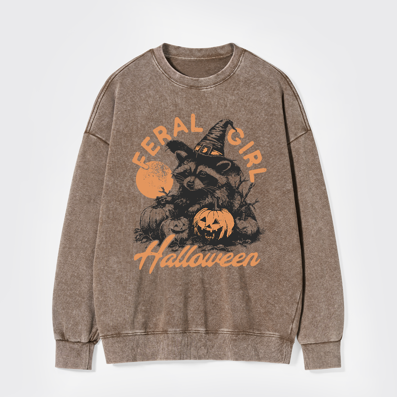 Halloween Feral Girl Raccoon Washed Sweatshirts