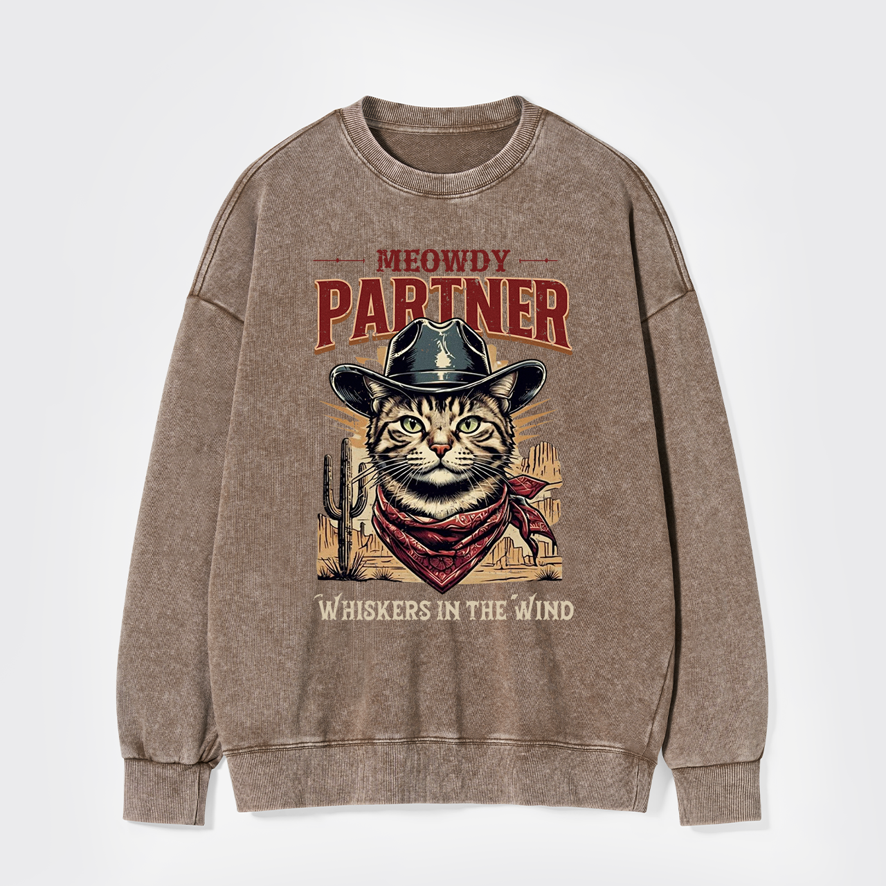 Meowdy Partner Cowboy Cat Washed Sweatshirts