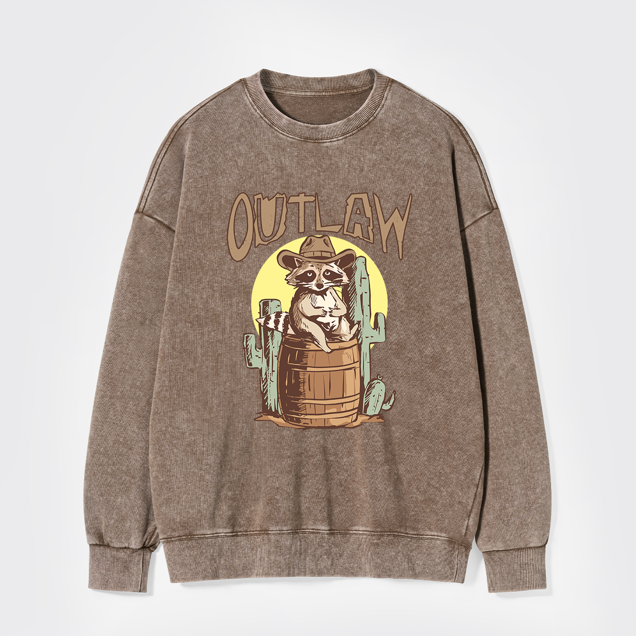 Retro Outlaw Raccoon Cowboy Washed Sweatshirts