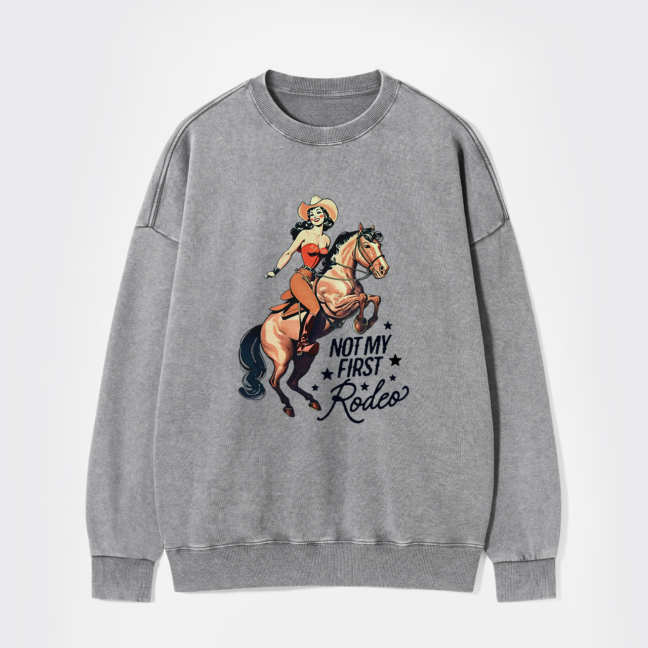 Retro Rodeo Cowgirl Washed Sweatshirts