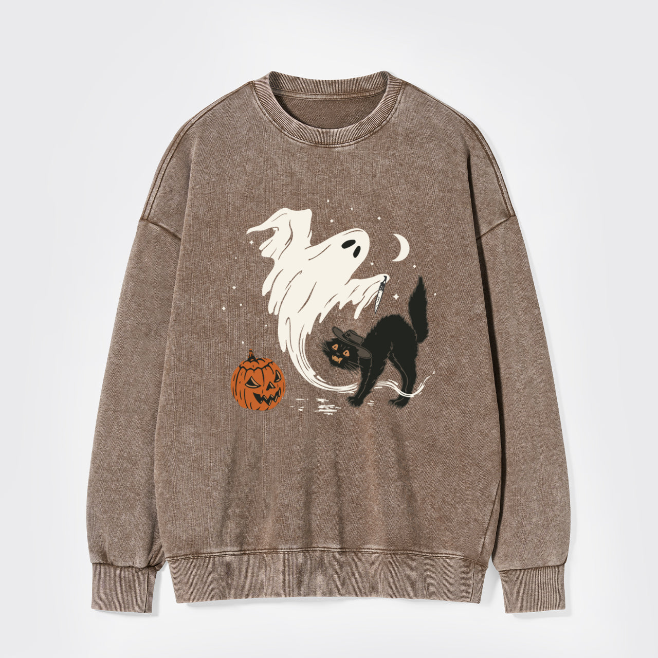 Ghost & Cat Halloween Washed Sweatshirts