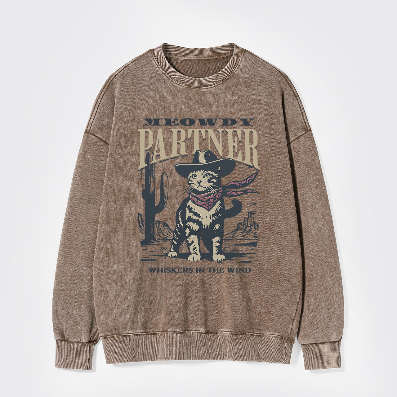 Meowdy Partner Cowboy Cat Washed Sweatshirts