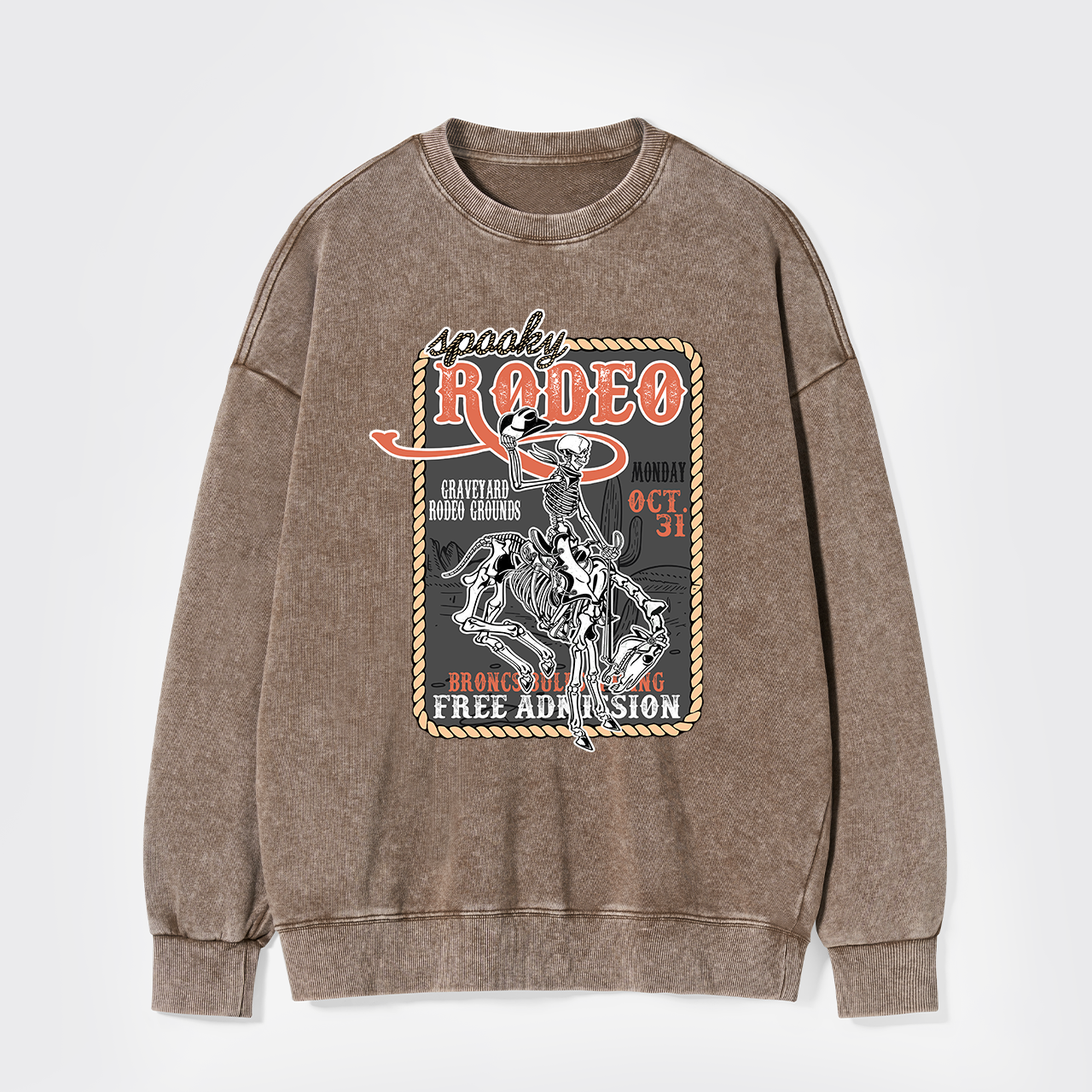 Funny Skeletons In Weird Rodeo Washed Sweatshirts