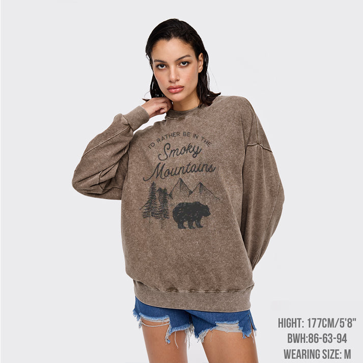 I'd Rather Be In The Great Smoky Mountains Washed Sweatshirts
