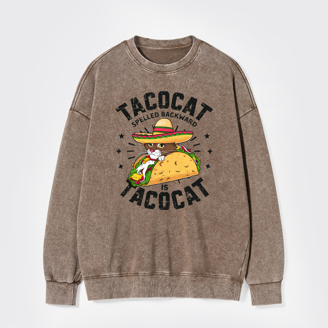 Tacocat Spelled Backward Is Tacocat Washed Sweatshirts