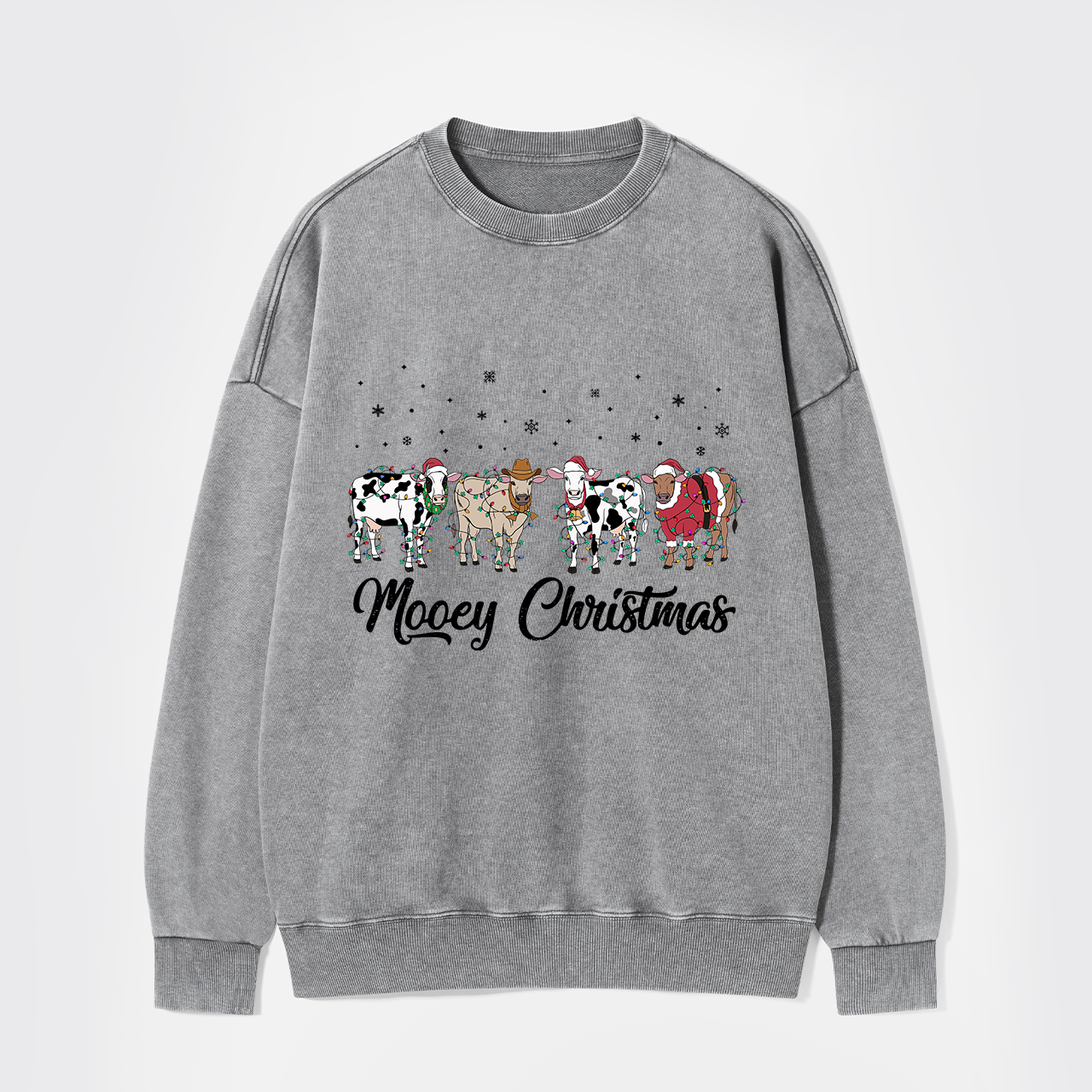 Christmas Cow Washed Sweatshirts
