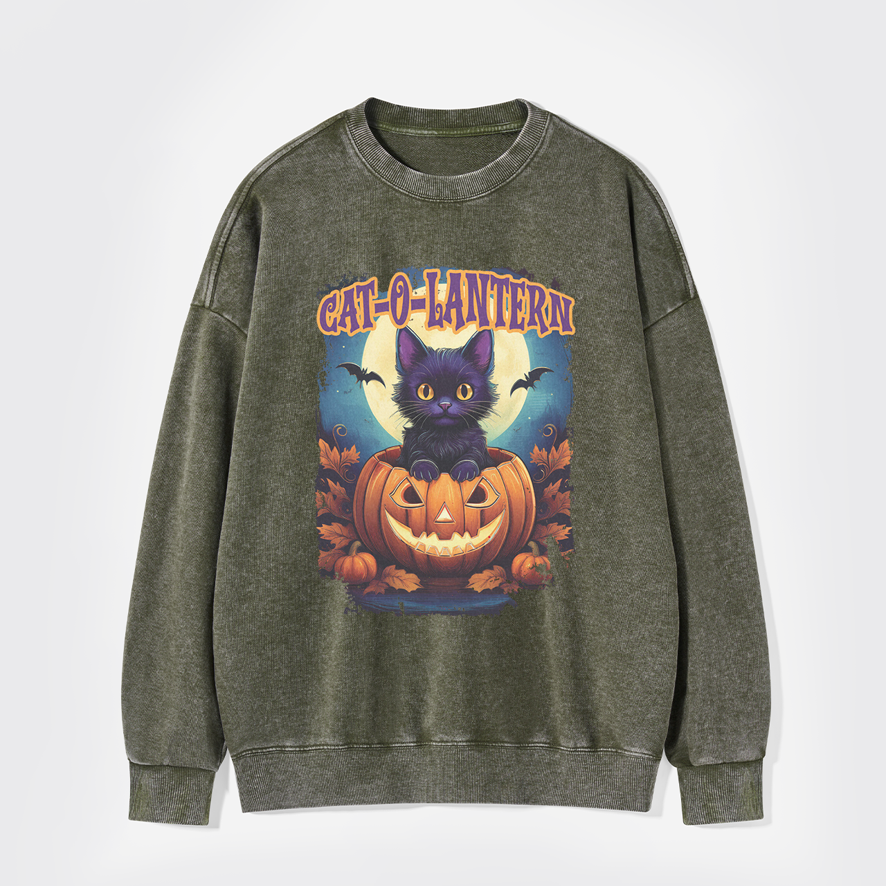 Cat-O-Lantern Washed Sweatshirts