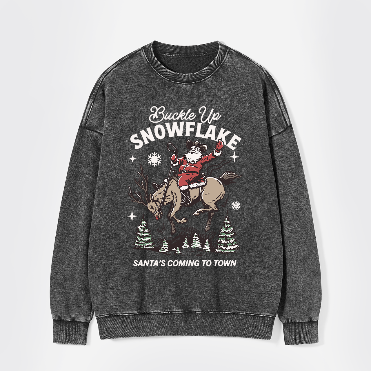 Retro Christmas Cowboy Santa Washed Sweatshirts