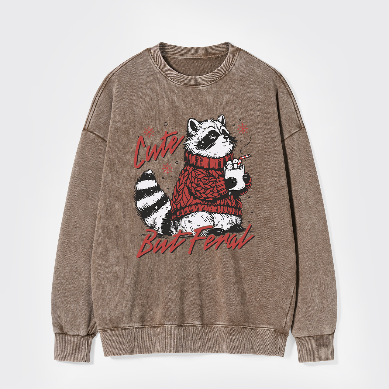 Funny Christmas Raccoon Washed Sweatshirts